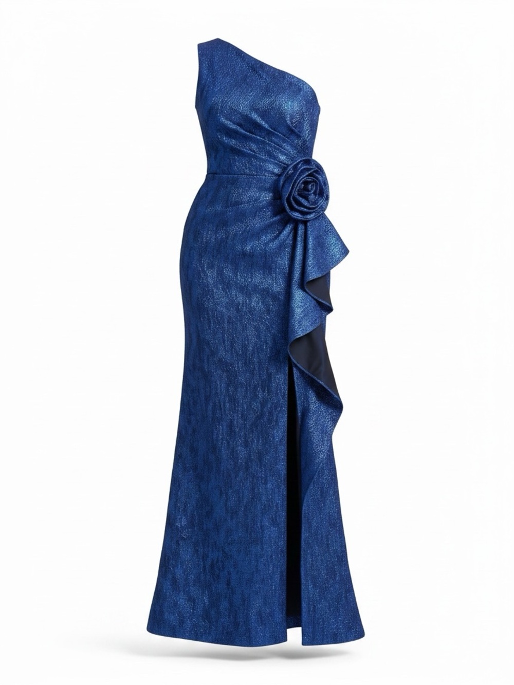NWT Teri Jon by Rickie Freeman Jacquard One Shoulder Gown - Picture 6 of 8